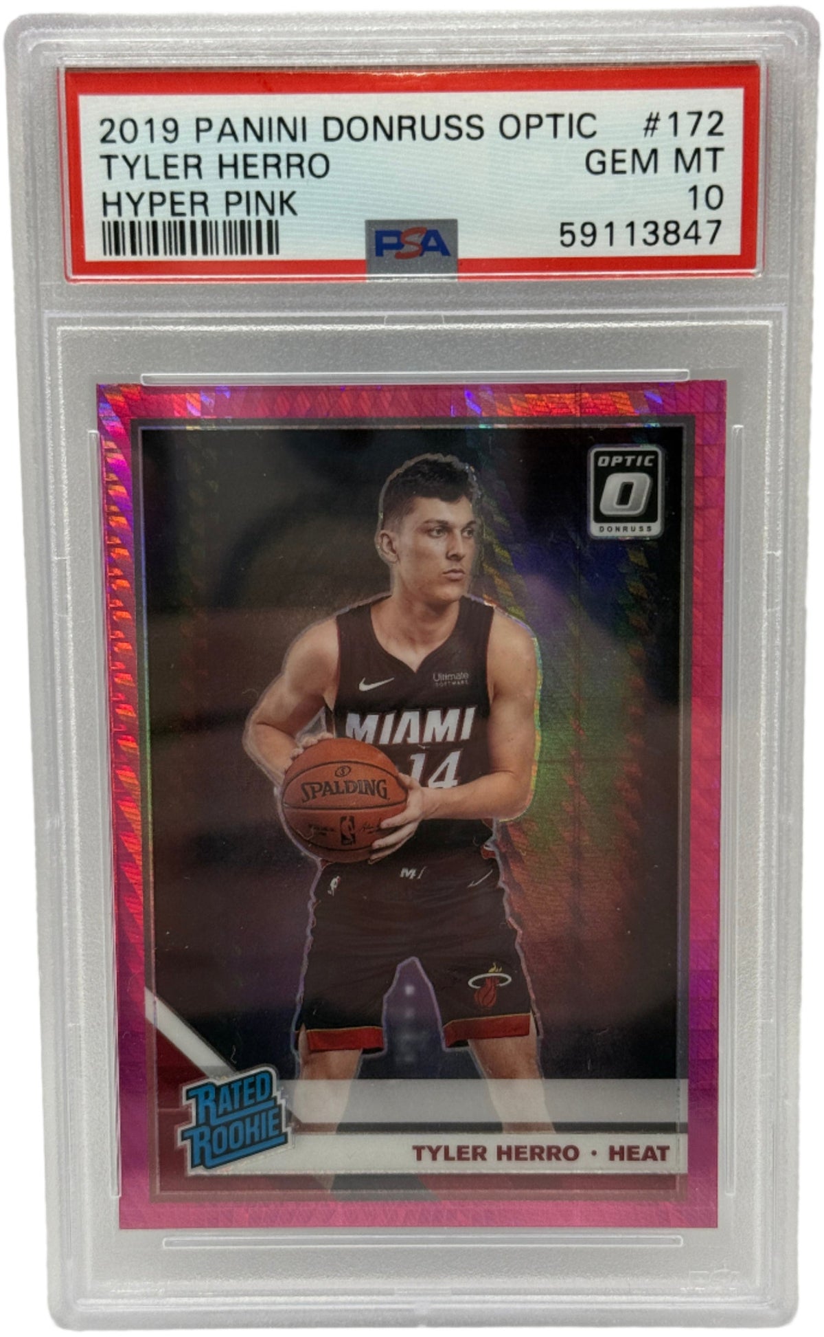 2019 Panini Donruss Optic Tyler Herro Hyper Pink Rookie Card #172 PSA 10 GEM MINT