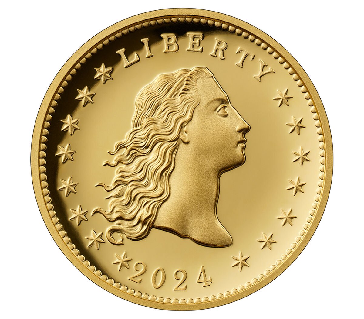 230th Anniversary Flowing Hair High Relief Gold Coin