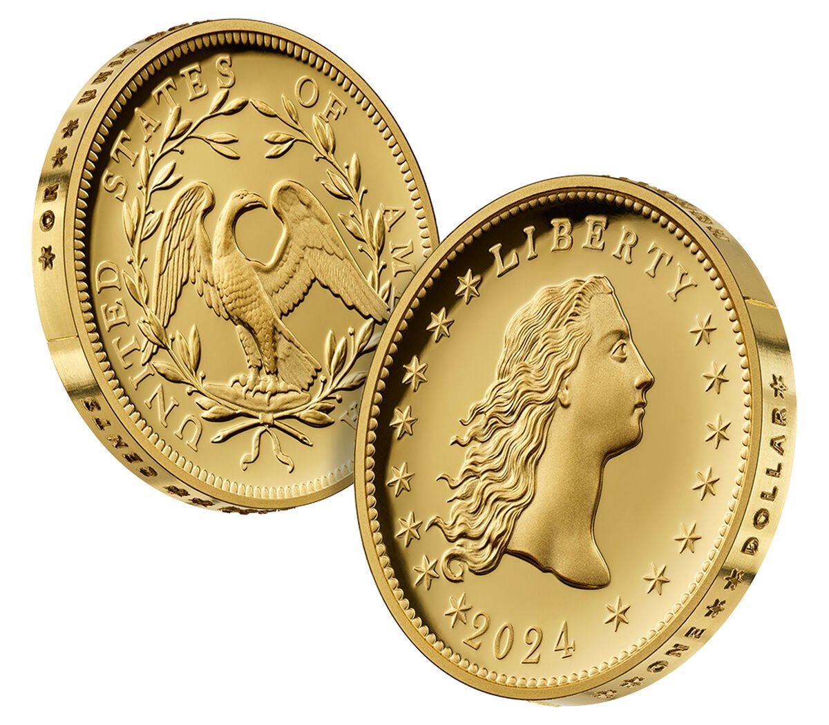 230th Anniversary Flowing Hair High Relief Gold Coin