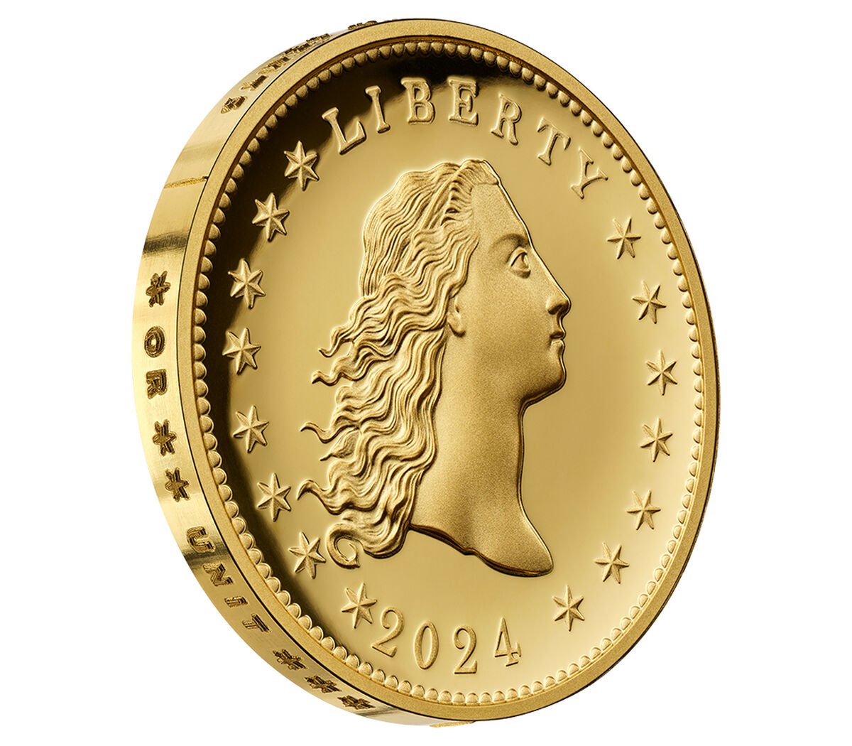 230th Anniversary Flowing Hair High Relief Gold Coin