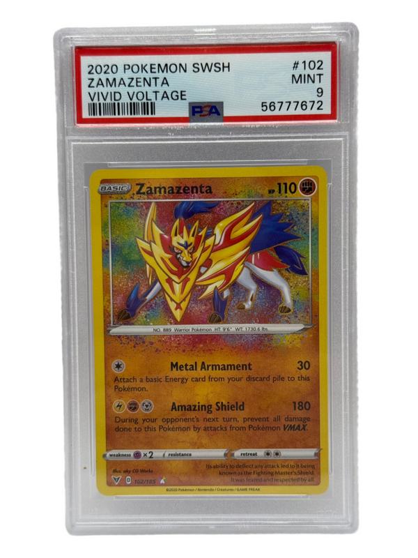 2020 Pokémon Vivid Voltage Zamazenta Amazing Rare 102/185 PSA 9 MINT
