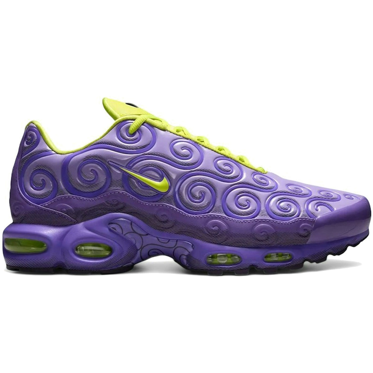 Nike Air Max Plus One Piece Gomu Gomu men's sneaker in Space Purple, Atomic Green and Purple Venom, lateral view