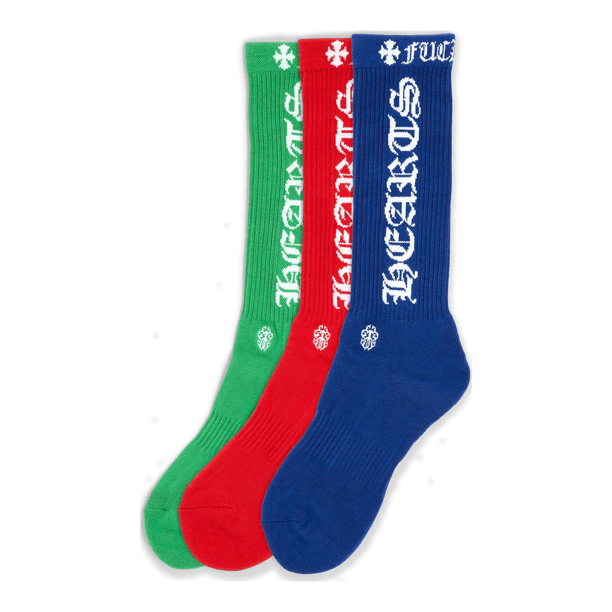 Chrome Hearts 3 Pack CH Logo Socks Multi