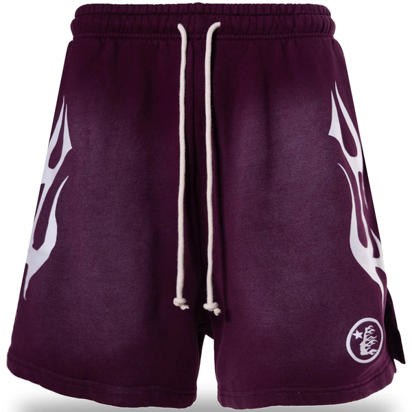Hellstar Flame Shorts Purple Brown