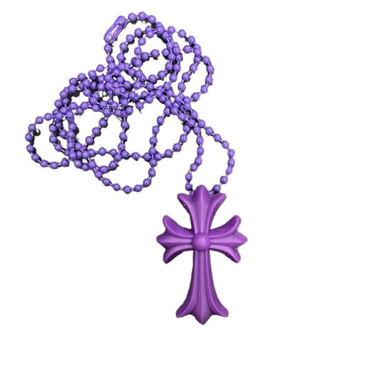 Chrome Hearts Silichrome Cross Necklace Purple - Paroissesaintefoy Sneakers Sale Online