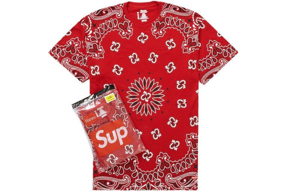 80.00 Supreme Hanes Bandana Tagless Tees 2 Pack Red Supra