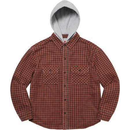 Supreme Houndstooth Flannel Hooded Shirt Red