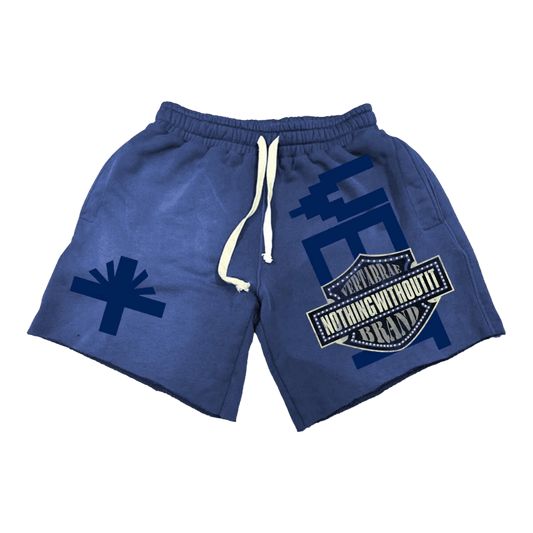 Vertebrae Blue Double Emblem Shorts - Paroissesaintefoy Sneakers Sale Online