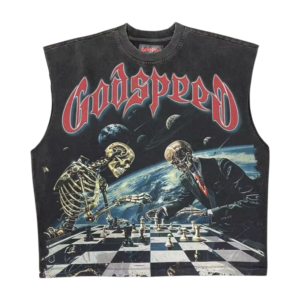 Godspeed Checkmate Sleeveless T-Shirt Black Wash