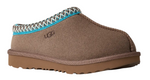 Brown UGG slipper with blue and white trim on a white background - Image 2