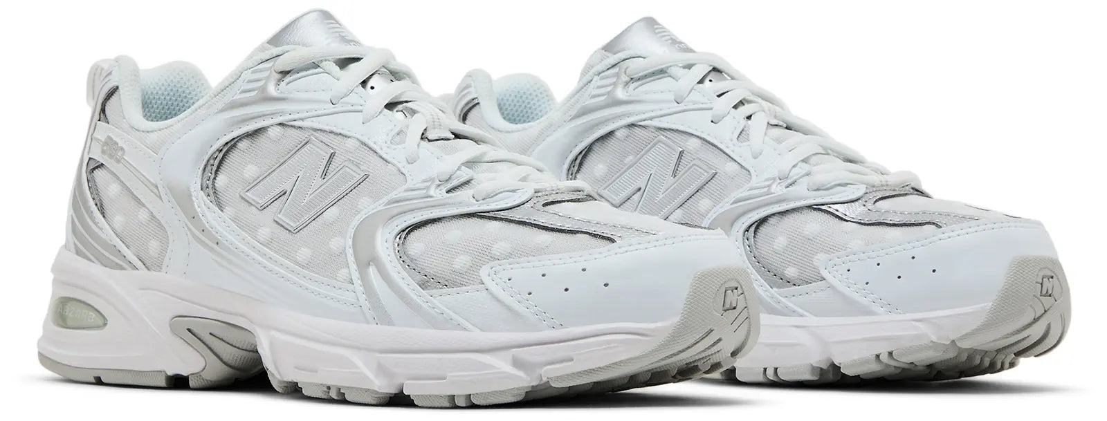 New Balance 530 White Silver Metallic Polka Dots