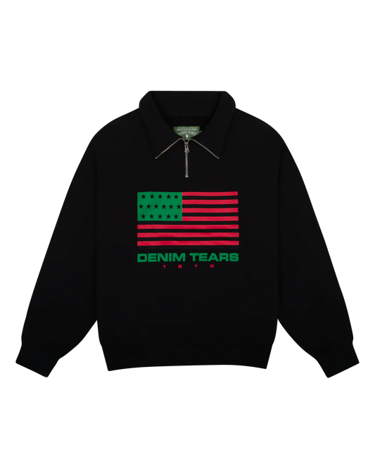 Denim Tears ADG Pan African American Flag Half Zip Black