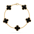 Van Cleef & Arpels Vintage Alhambra bracelet, 5 motifs 18K yellow gold, Onyx