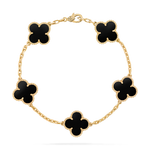 Van Cleef & Arpels Vintage Alhambra bracelet, 5 motifs 18K yellow gold, Onyx - Image 1