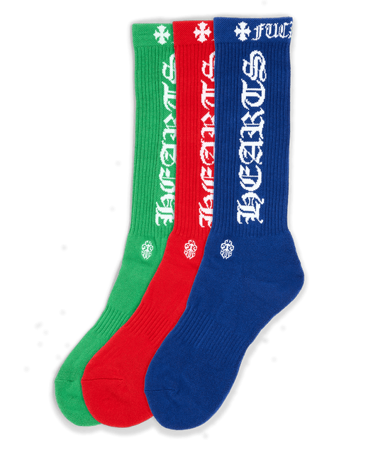 Chrome Hearts 3 Pack CH Logo Socks Multi