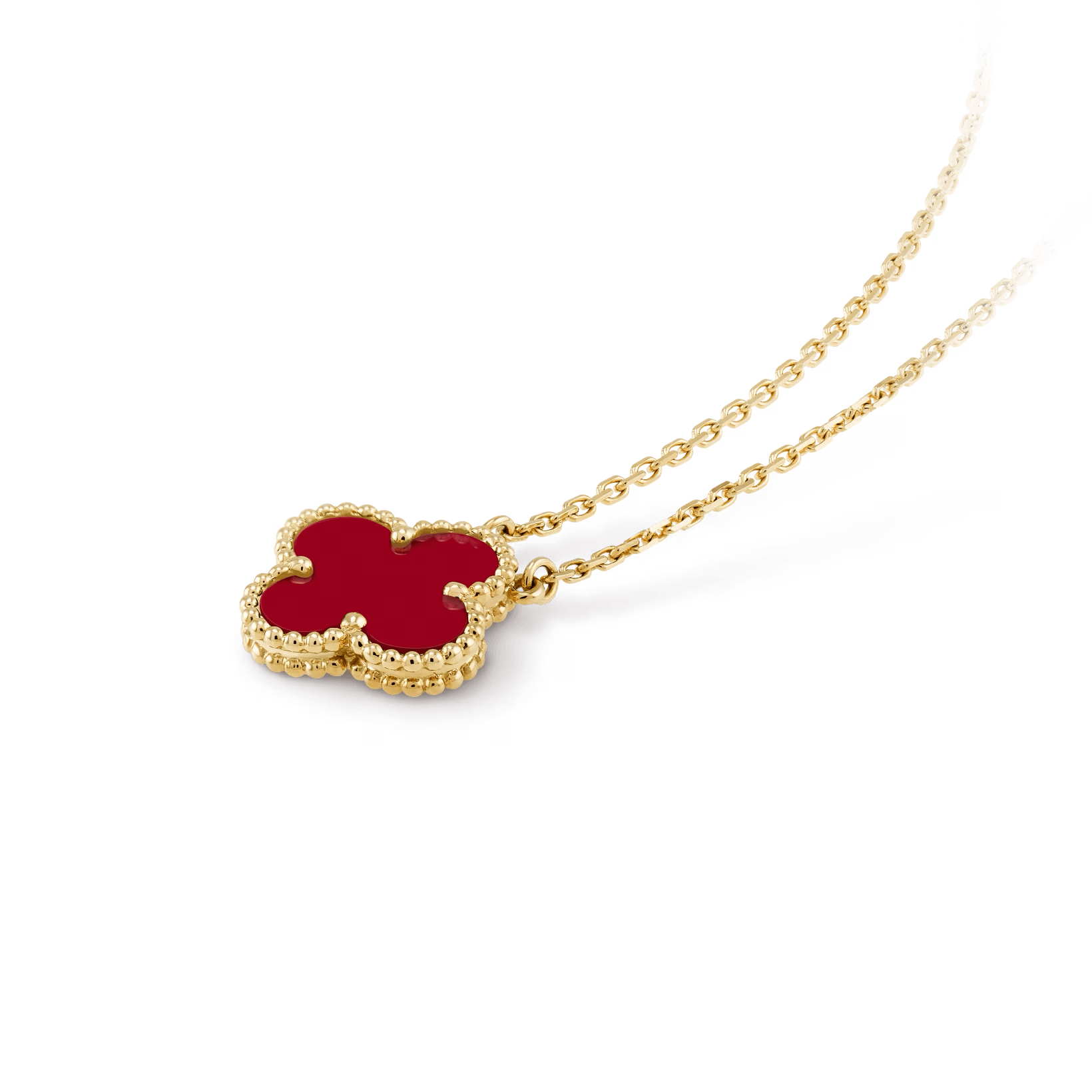 Van Cleef & Arpels Vintage Alhambra pendant 18K yellow gold, Carnelian