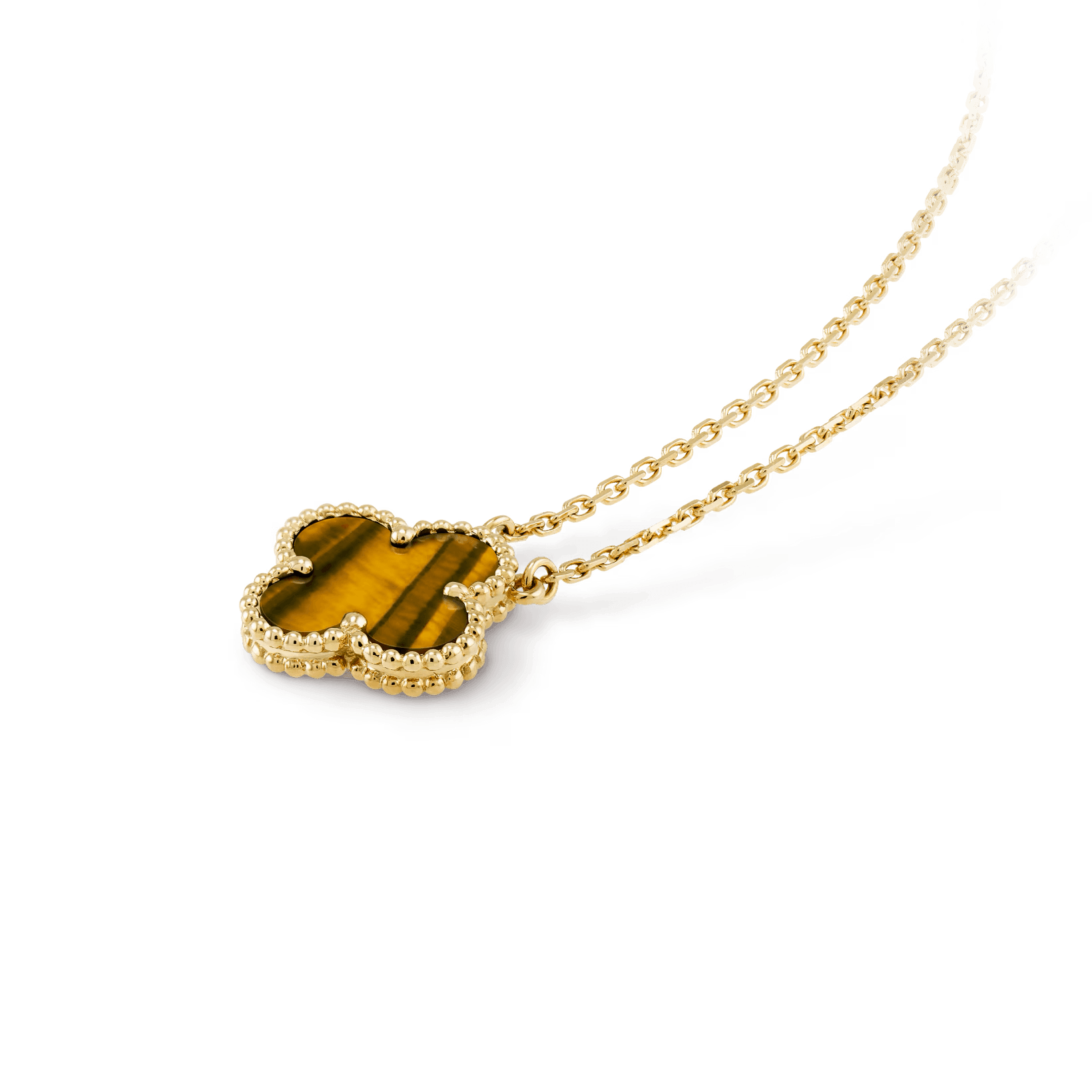 Van Cleef & Arpels Vintage Alhambra pendant 18K yellow gold, Tiger Eye