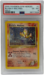 2000 Pokémon Gym Heroes Blaine's Moltres Holo 1/132 PSA 6 EX - MT - Image 1