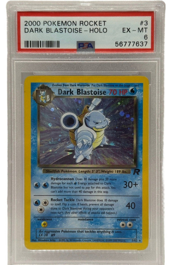 2000 Pokémon Rocket Dark Blastoise Holo 3/82 PSA 6 EX-MT