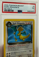 2000 Pokémon Rocket Dark Dragonite ERROR No Holo 5/82 PSA 7 NEAR MINT - Image 3