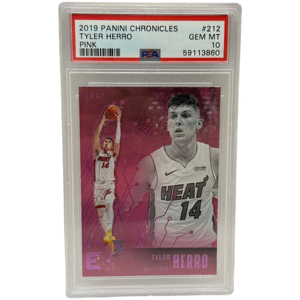 2019 Panini Chronicles Tyler Herro Pink Rookie Card #212 PSA 10 GEM MINT