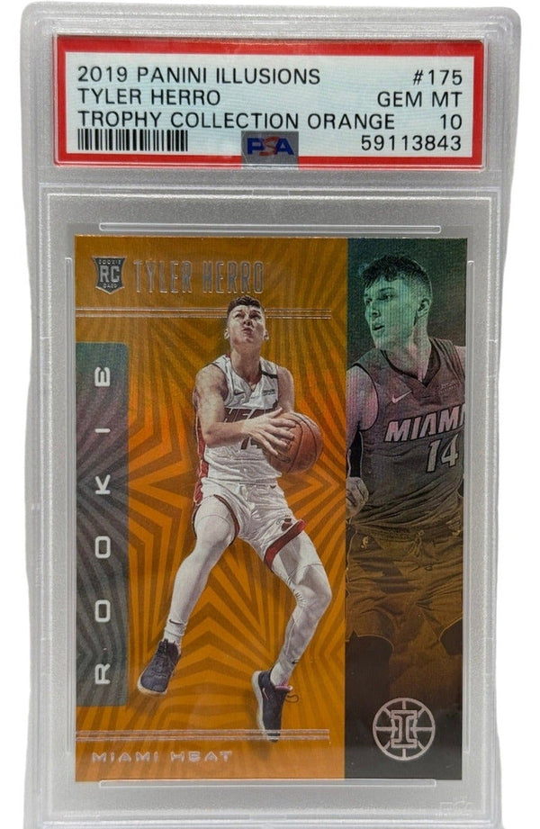 2019 Panini Illusions Tyler Herro Trophy Collection Red /99 Rookie Card #175 PSA 7 NEAR MINT