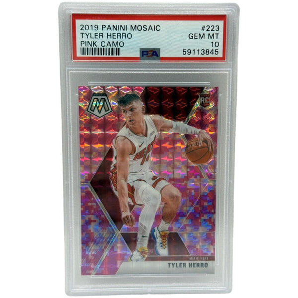 2019 Panini Mosaic Tyler Herro Pink Camo Rookie Card #223 PSA 10 GEM MINT
