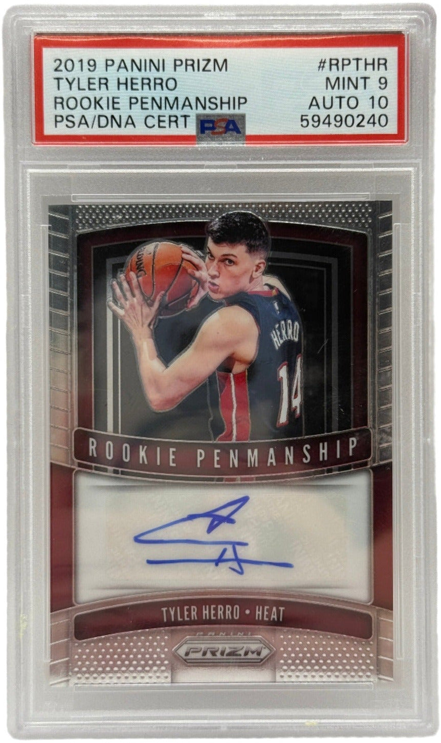 2019 Panini Prizm Tyler Herro Rookie Penmanship #RPTHR PSA 9 MINT & AUTO 10