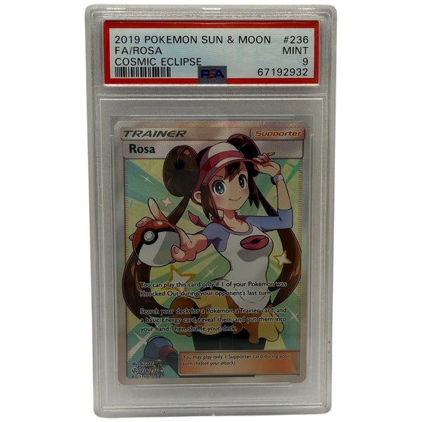 2019 Pokémon Sun & Moon Cosmic Eclipse Rosa Full Art #236 PSA 9 MINT — photo 1