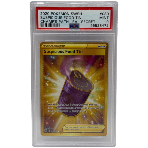 2020 Pokémon Champion's Path Suspicious Food Tin Gold Secre Rare 080/073 PSA 9 MINT