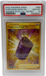 2020 Pokémon Champion's Path Suspicious Food Tin Gold Secre Rare 080/073 PSA 10 GEM MINT - Image 1