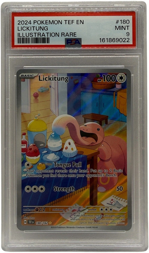 2024 Pokémon SV Temporal Forces Lickitung Illustration Rare #180 PSA 9 MINT — photo 1