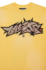Hellstar Yellow Crack Print T-Shirt - Image 3