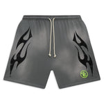 Hellstar Studios Flame Shorts Grey & Green - Image 1