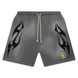 Hellstar Studios Shorts a Fiamma Grigio e Verde