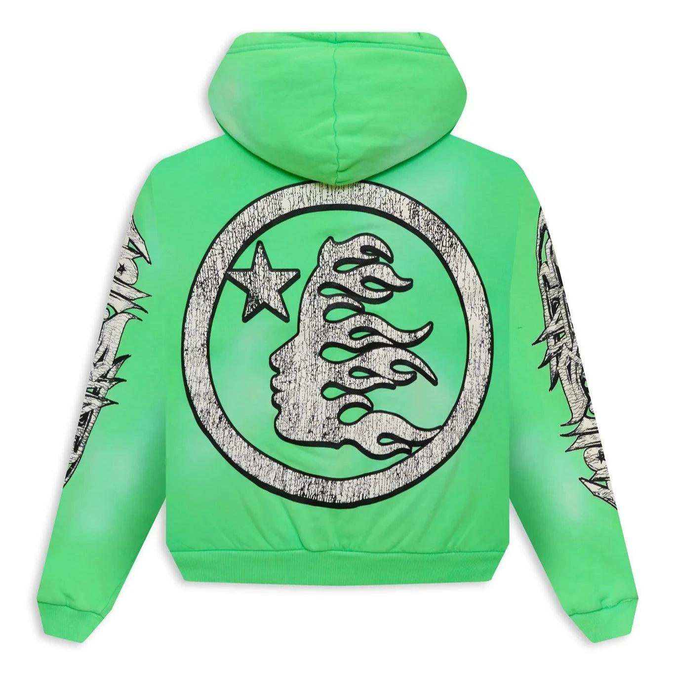Hellstar Hellstar Graffiti Zip-Up Hoodie Green — $600.0 Hellstar Hellstar Graffiti Zip-Up Hoodie Green — $600.0