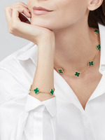 Van Cleef & Arpels Vintage Alhambra bracelet, 5 motifs 18K yellow gold, Malachite - Image 2