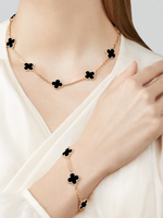 Van Cleef & Arpels Vintage Alhambra bracelet, 5 motifs 18K yellow gold, Onyx - Image 2