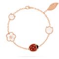 Van Cleef & Arpels Lucky Spring bracelet, 5 motifs 18K rose gold, Carnelian, Mother-of-pearl, Onyx