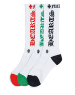 Chrome Hearts 3 Pack CH Logo Socks White - Image 1