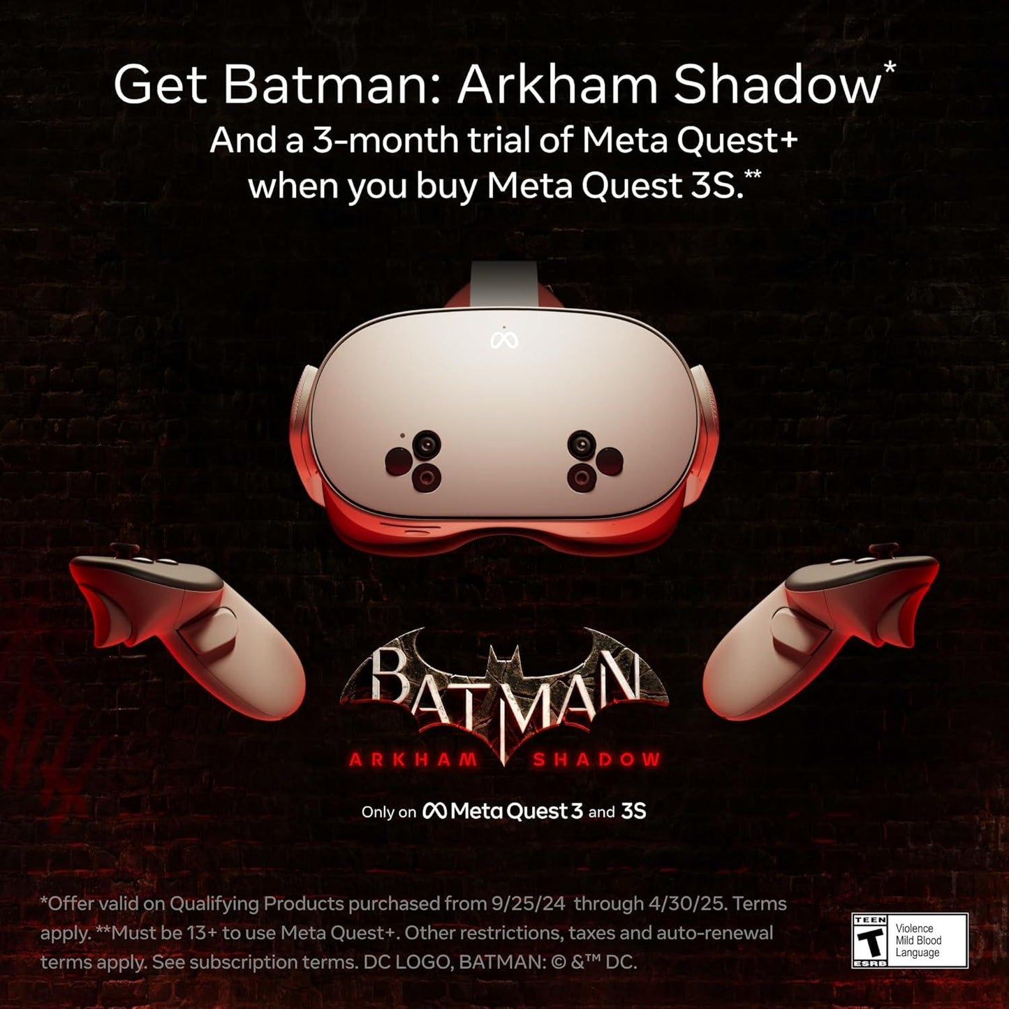 Meta Quest 3S 128GB — Get Batman: Arkham Shadow and a 3-Month Trial of Meta Quest+ Included — All-in-One Headset