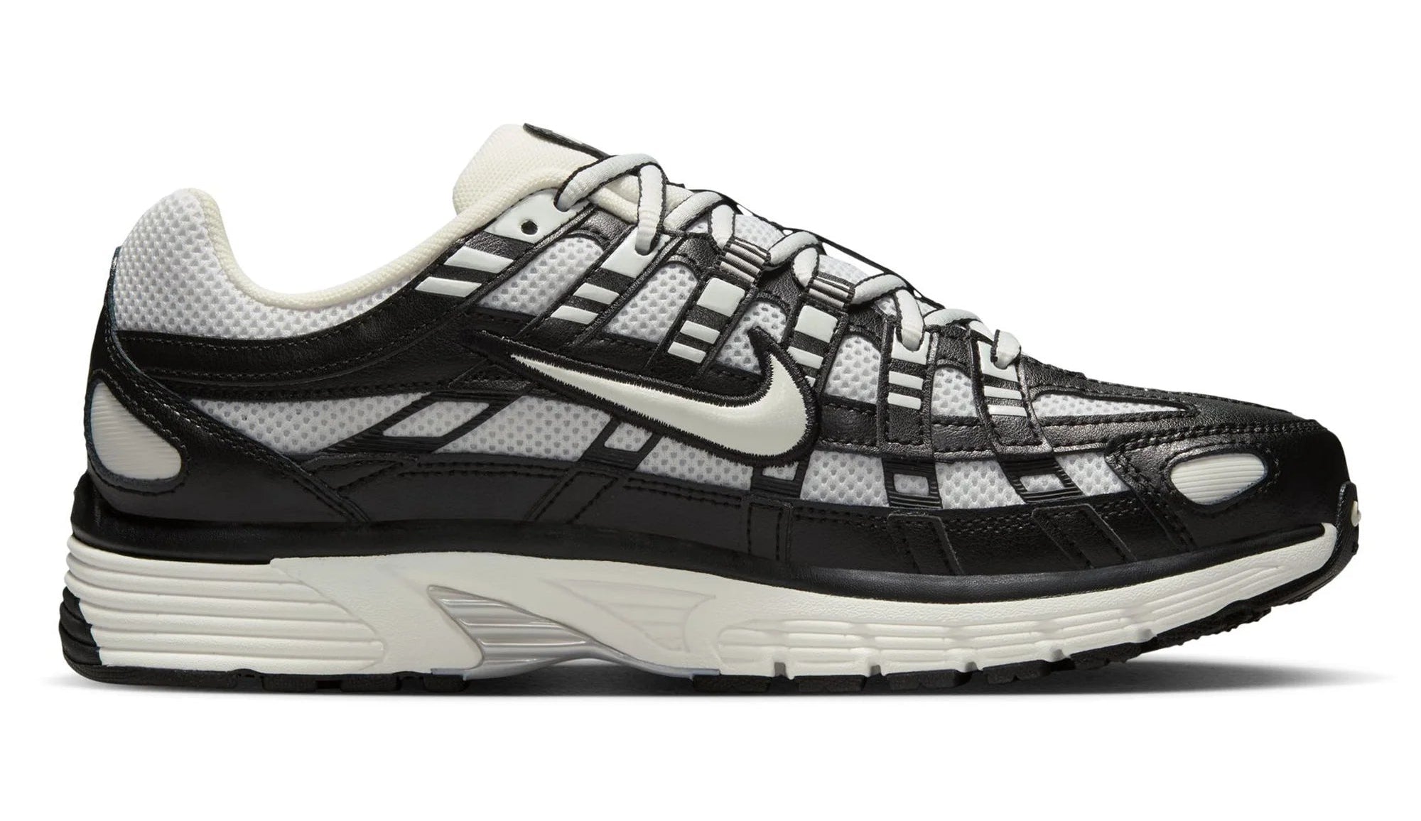 Black and white running shoe on a white background