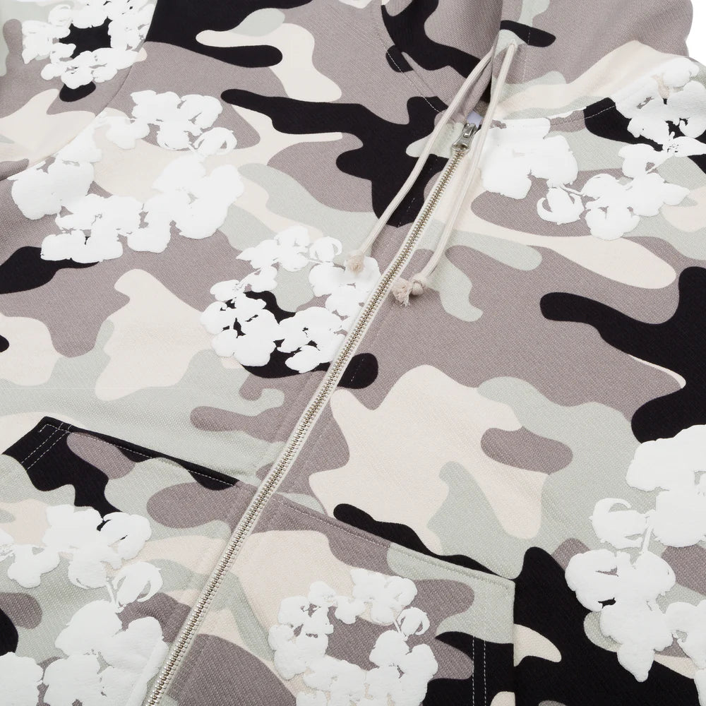 Denim Tears White Snow Camo Cotton Wreath Zip Hoodie