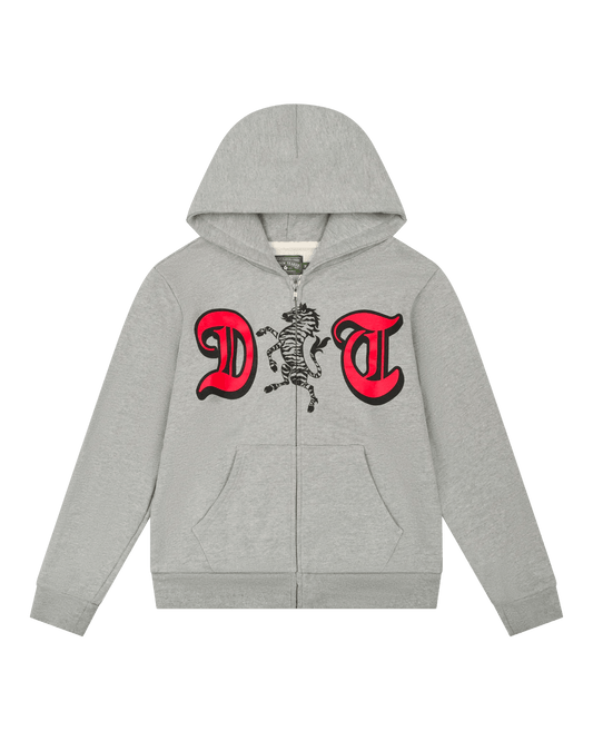 Denim Tears Zebra Crest Zip Hoodie Grey