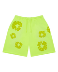 Denim Tears Mono Ghirlanda di Cotone Shorts da felpa verde neon