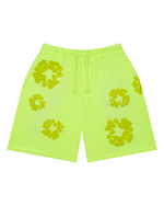 Denim Tears Mono Cotton Wreath Sweat Shorts Neon Green - Image 1