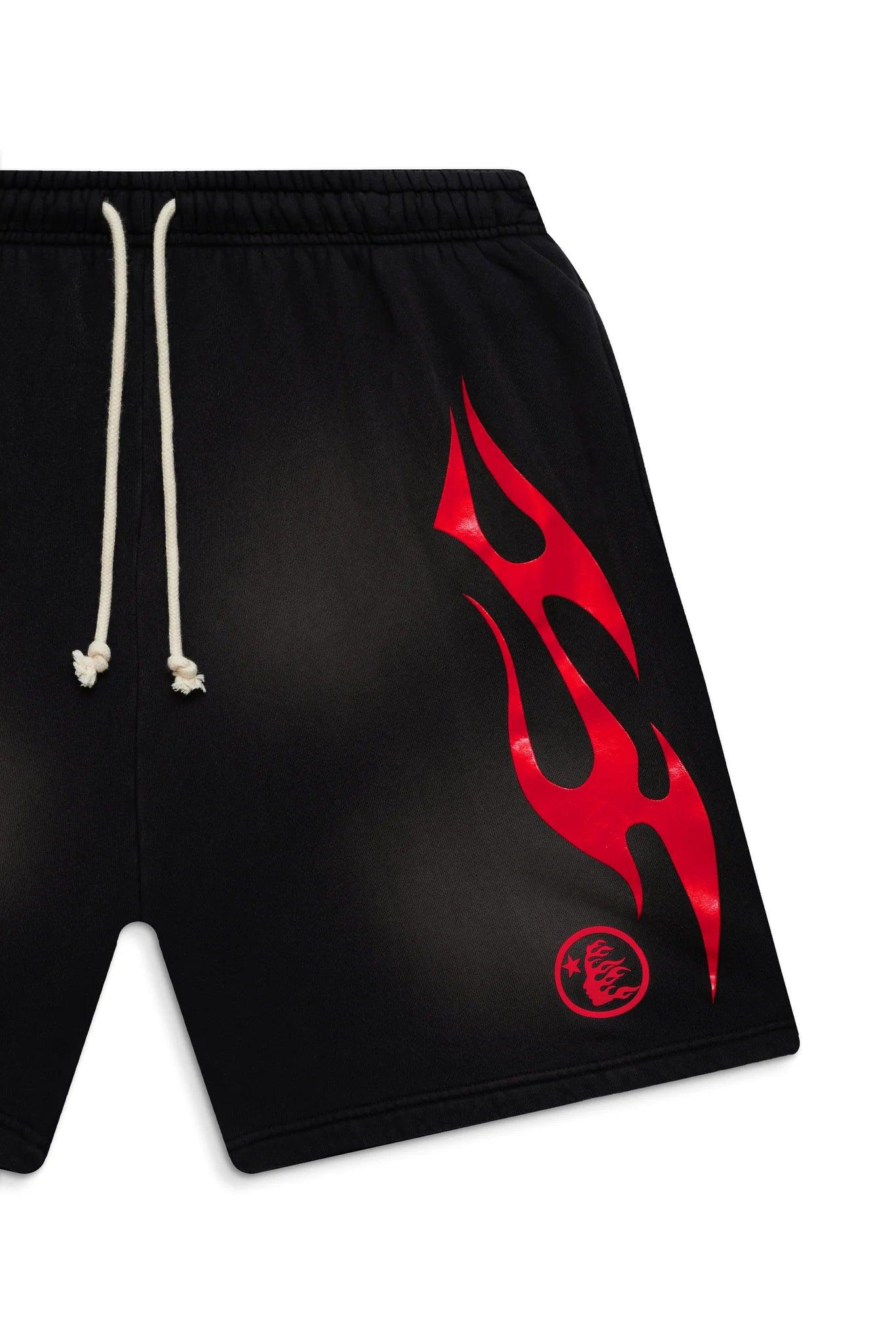 Hellstar Studios Flame Shorts Black & Double Red