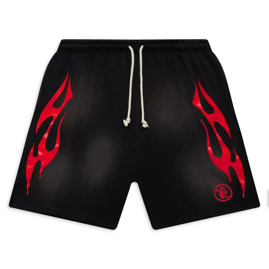 Hellstar Studios Flame Shorts Black & Double Red