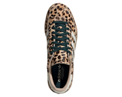 Leopard print sneaker with Adidas logo on a white background