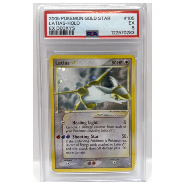 2005 Pokémon Ex Deoxys Gold Star Holo Latias 105/107 PSA 5 EXCELLENT — front